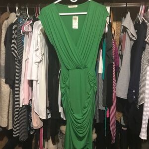 Arden B Green Draped Midi Dress